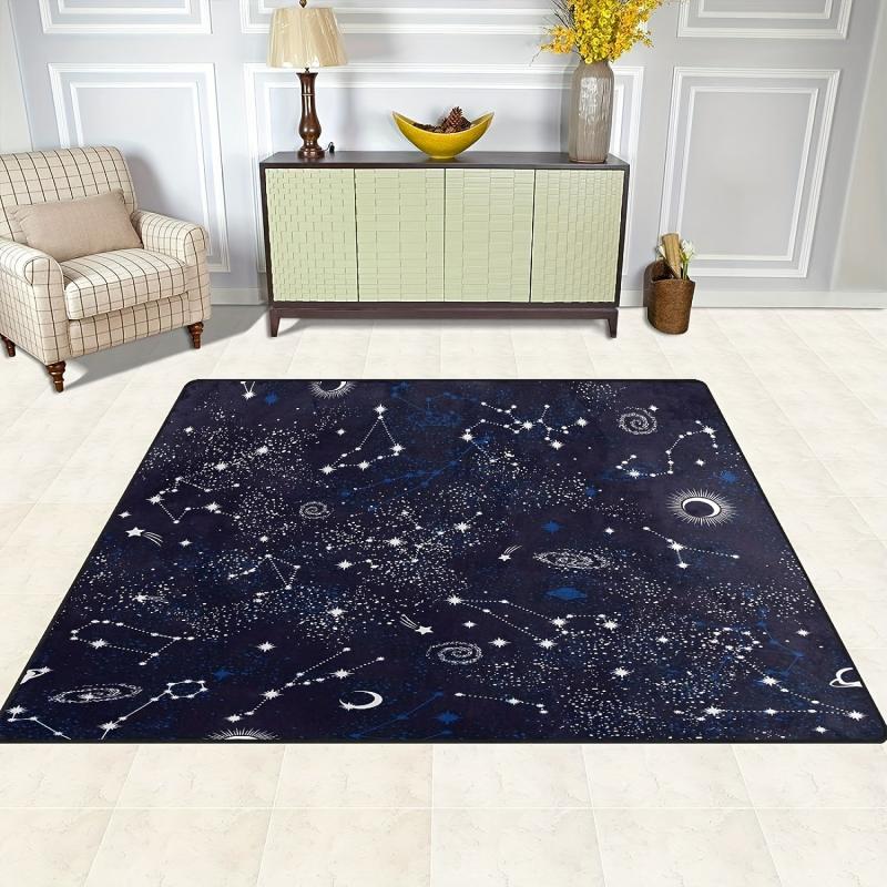 Star Printed Floor Mat for Modern Living Room & Bedroom Decor
