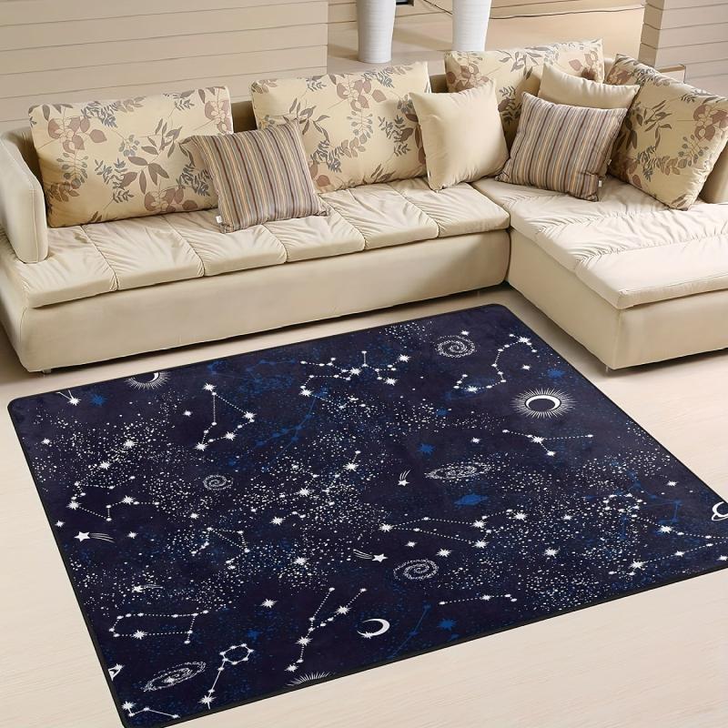 Star Printed Floor Mat for Modern Living Room & Bedroom Decor