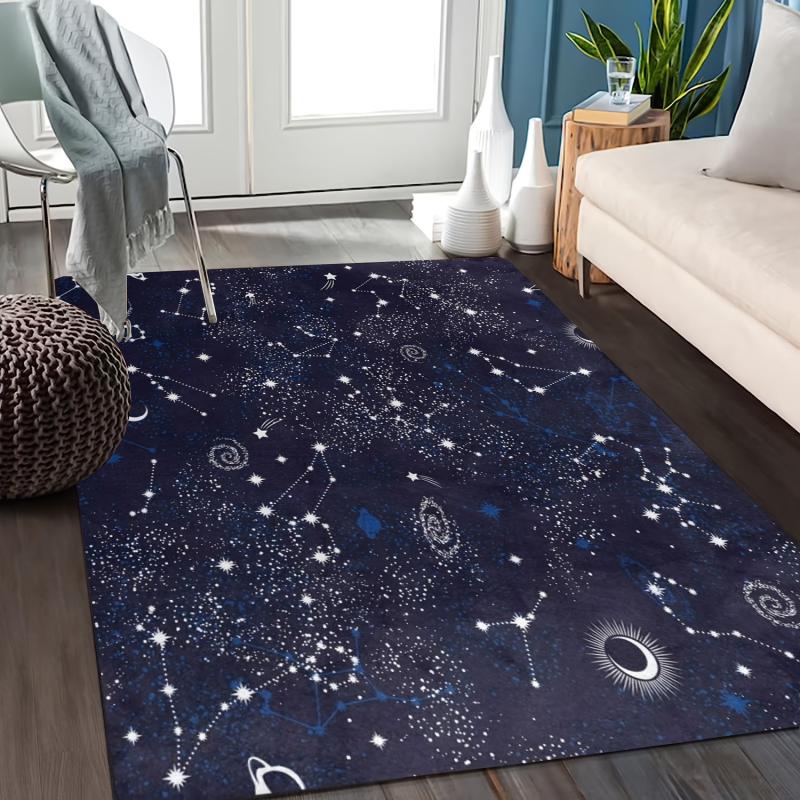 Star Printed Floor Mat for Modern Living Room & Bedroom Decor