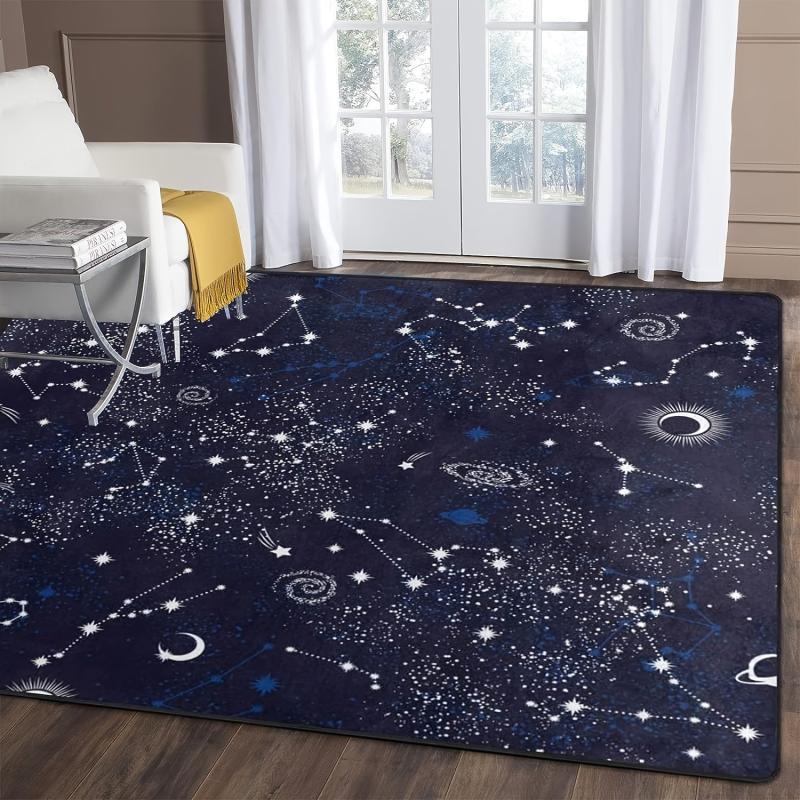 Star Printed Floor Mat for Modern Living Room & Bedroom Decor