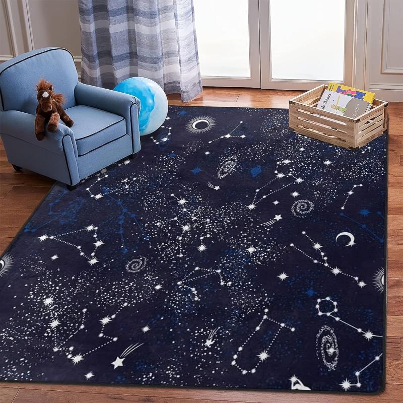 Star Printed Floor Mat for Modern Living Room & Bedroom Decor