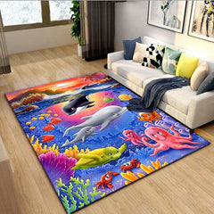 Ocean Dolphin Kitchen Runner Rug Polyester Carpet Living Room Floor