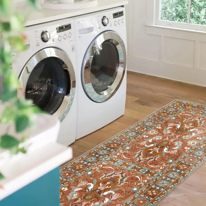 Washable Kitchen Runner Rug Persian Boho Hallway Distressed Mats