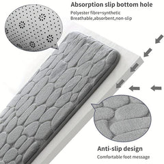 Memory Foam Bath Mat Cobblestone Embossment Absorbent Non Slip Washable