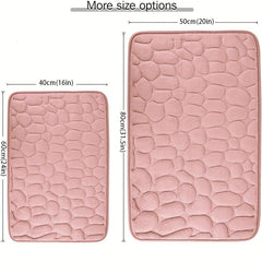 Memory Foam Bath Mat Cobblestone Embossment Absorbent Non Slip Washable