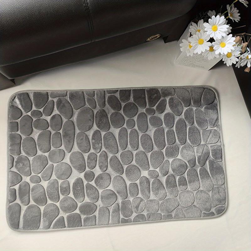 Memory Foam Bath Mat Cobblestone Embossment Absorbent Non Slip Washable