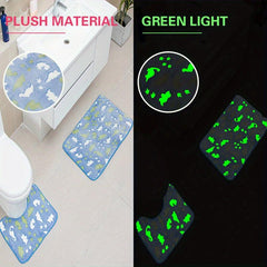 3pcs Luminous Floor Mat Sponge Bath Mat Set Non Slip Durable Bathroom Rug