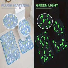 3pcs Luminous Floor Mat Sponge Bath Mat Set Non Slip Durable Bathroom Rug