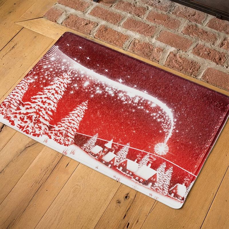 Christmas Polyester Rug Bedroom Living Room Bedside Floor Mat