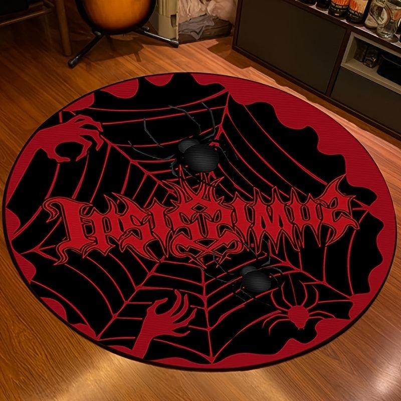 Cartoon Eye Print Area Rug Gothic Living Room Round Carpet Halloween Decoration