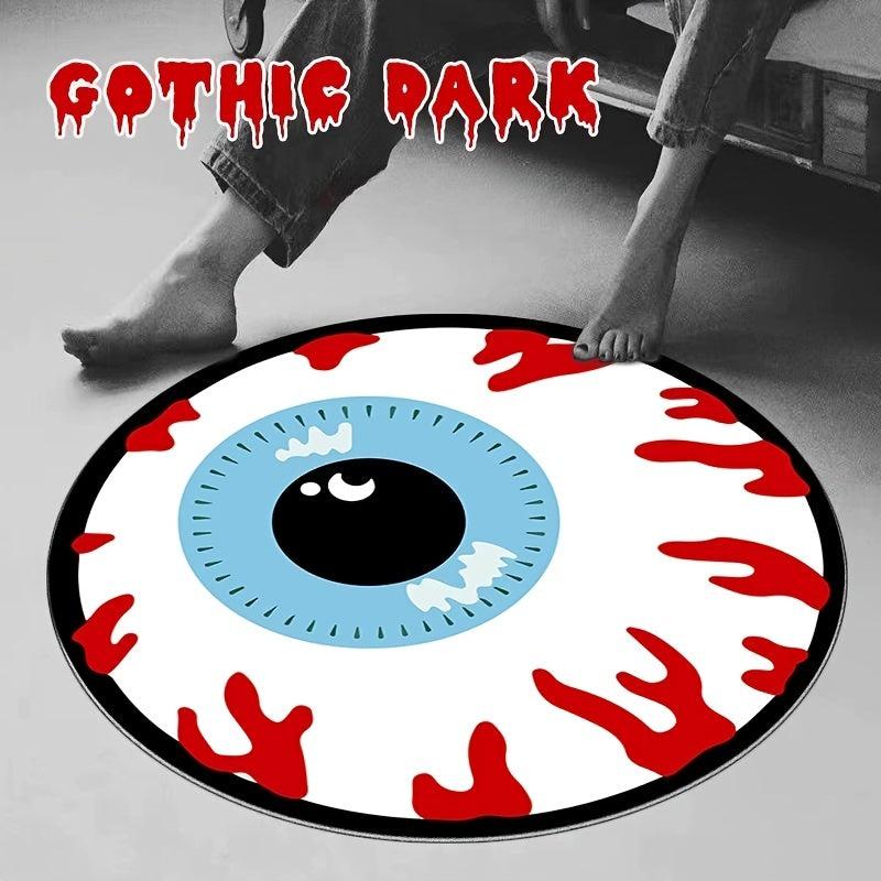 Cartoon Eye Print Area Rug Gothic Living Room Round Carpet Halloween Decoration