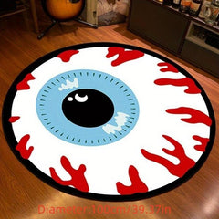 Cartoon Eye Print Area Rug Gothic Living Room Round Carpet Halloween Decoration