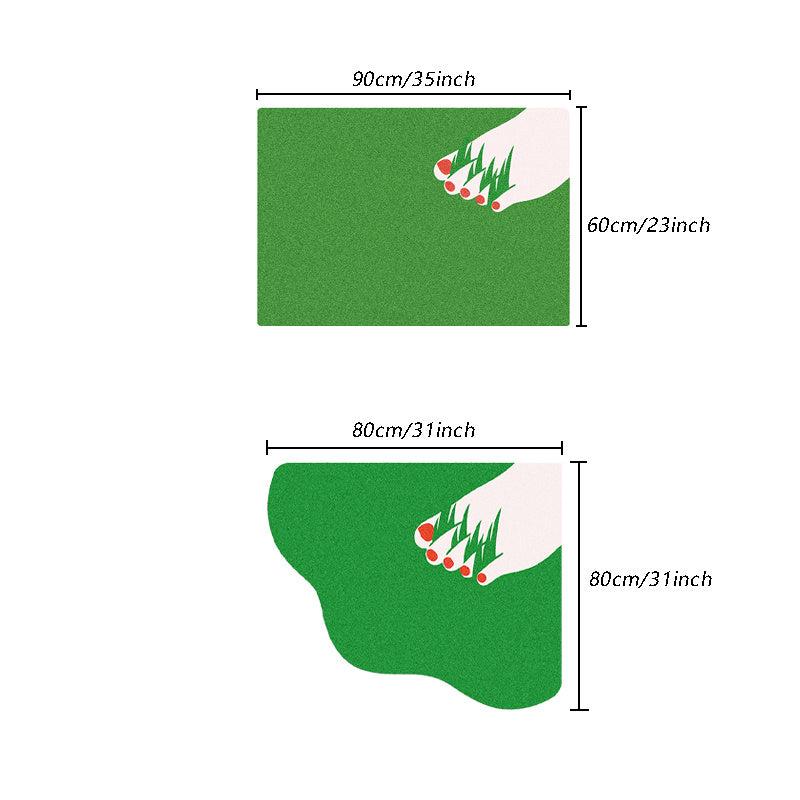 Cartoon Grass Green Fluffy Porch Rug Home Decoration Abstract Cartoon Door Mat
