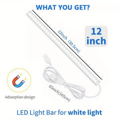 LED Thin With Switch Desk Lamp Magnetic USB Plug under Cabinet Light