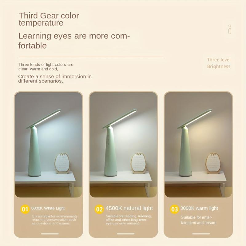 Foldable Learning Desk Lamp with Night Light USB Charging LED Eye Protection