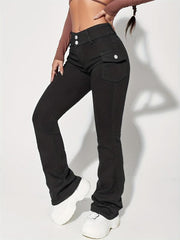 Cargo Pants Mid Stretch Slim Fit Bootcut Jeans Women's Denim Jeans