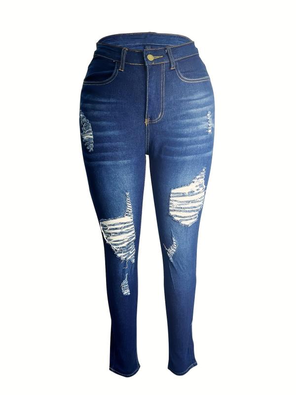 Distressed High Stretch Skinny Jeans Women's