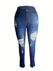 Distressed High Stretch Skinny Jeans Women's