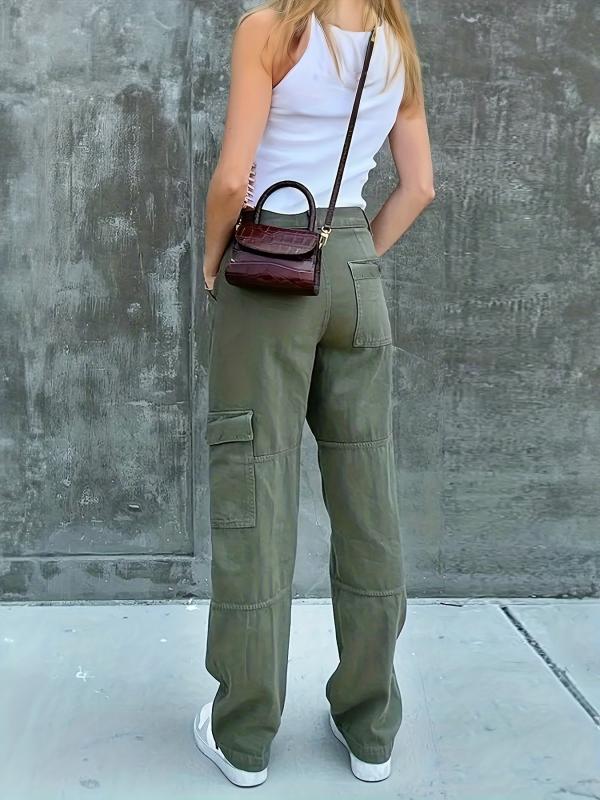Army Green Loose Fit Cargo Pants Y2K & Kpop Style