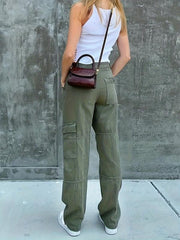 Army Green Loose Fit Cargo Pants Y2K & Kpop Style