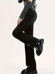 Star Pattern Straight Jeans Loose Fit Non Stretch Denim Trousers Women's