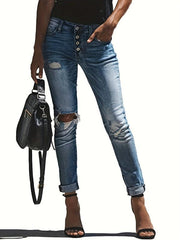 Distressed High Stretch Skinny Jeans