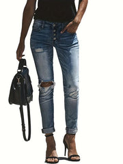 Distressed High Stretch Skinny Jeans