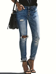 Distressed High Stretch Skinny Jeans
