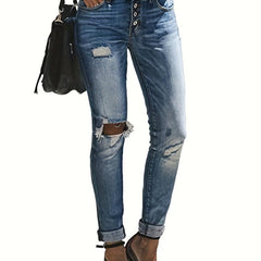 Distressed High Stretch Skinny Jeans