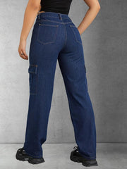 Cargo Pants Loose Fit High Rise Straight Jeans
