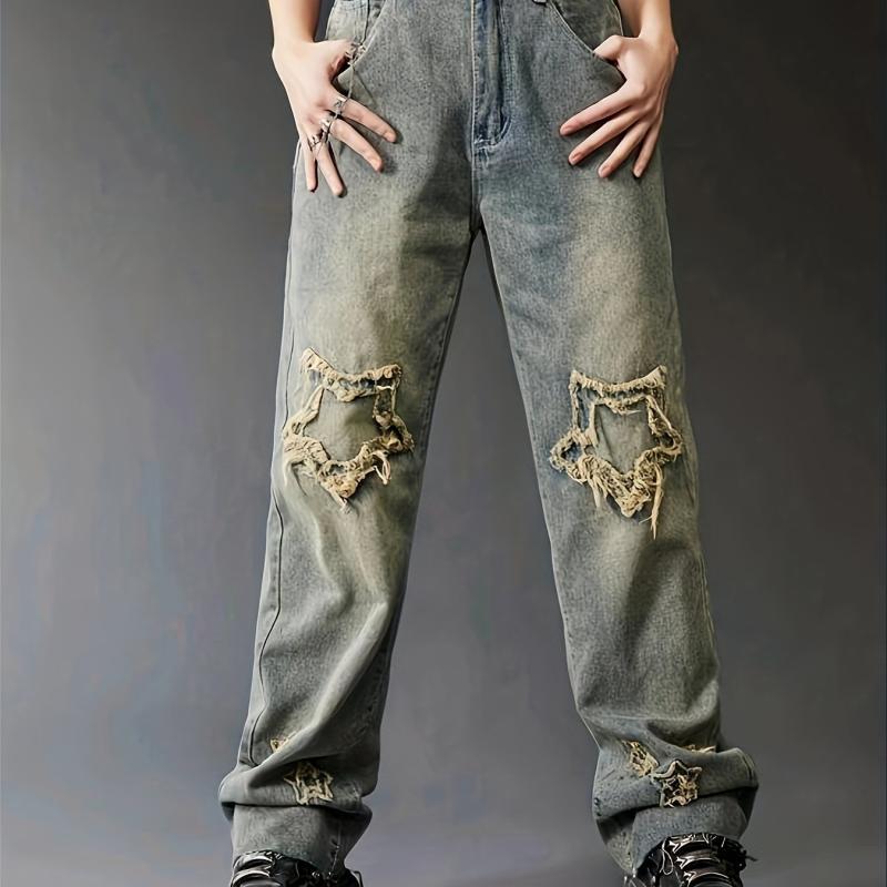 Loose Fit Star Raw Straight Jeans for Women
