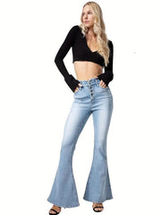 High Stretch Distressed Bell Bottom Jeans Women's Denim Jeans