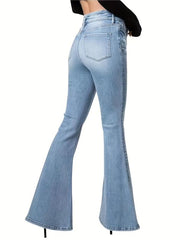 High Stretch Distressed Bell Bottom Jeans Women's Denim Jeans