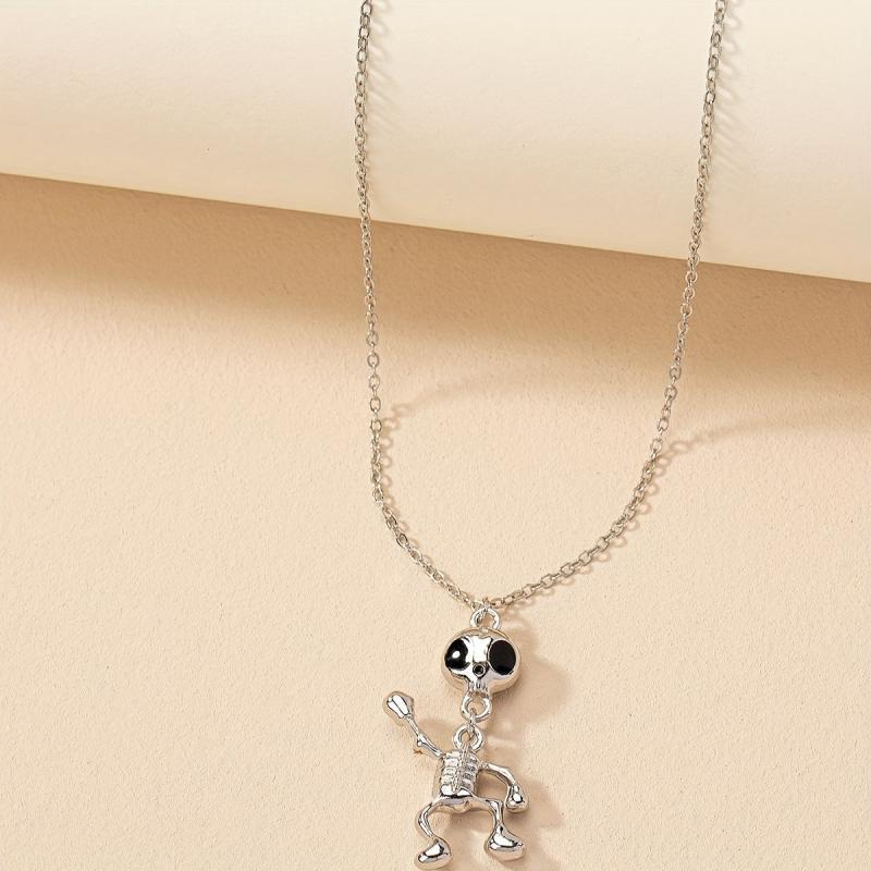 Halloween Skull Frame Pendant Necklace Funny Party Decor Neck Jewelry Gift