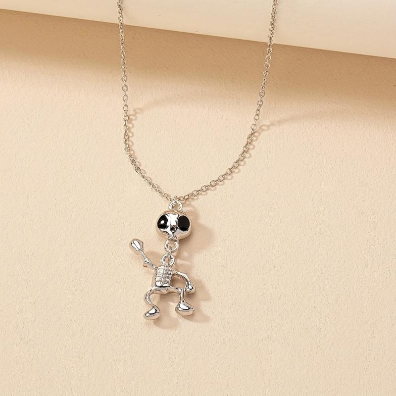 Halloween Skull Frame Pendant Necklace Funny Party Decor Neck Jewelry Gift