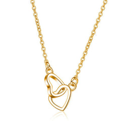 24K Plated Double Heart Pendant Necklace Romantic Jewelry