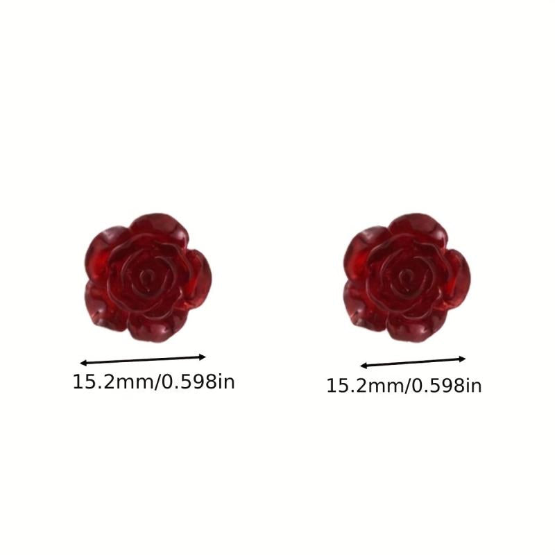 Silver Plated Rose Stud Earrings for Women Girls