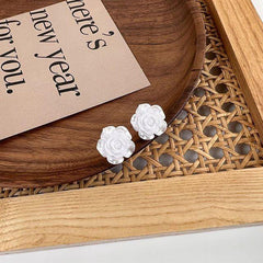 Silver Plated Rose Stud Earrings for Women Girls