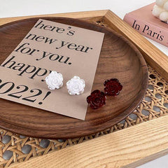 Silver Plated Rose Stud Earrings for Women Girls