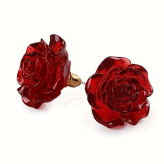 Silver Plated Rose Stud Earrings for Women Girls