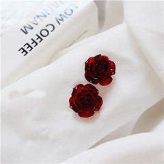 Silver Plated Rose Stud Earrings for Women Girls