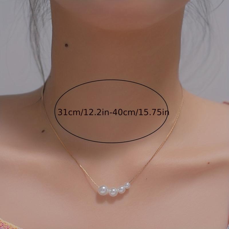 Minimalist Faux Pearl Pendant Necklace Vintage Charm Jewelry
