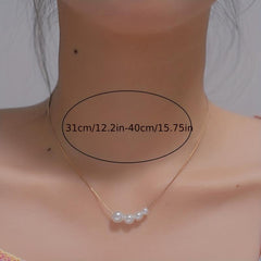 Minimalist Faux Pearl Pendant Necklace Vintage Charm Jewelry