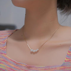 Minimalist Faux Pearl Pendant Necklace Vintage Charm Jewelry