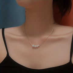 Minimalist Faux Pearl Pendant Necklace Vintage Charm Jewelry