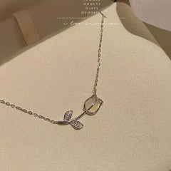 Tulip Pendant Necklace Clavicle Chain Daily Wear Neck Jewelry Gift