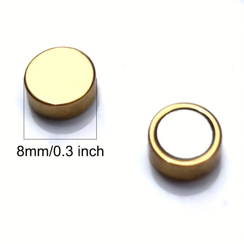 5pcs 8mm Round Magnetic Stud Earrings Stainless Steel Clip On Ear Jewelry Set