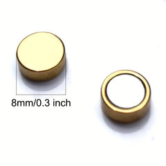 5pcs 8mm Round Magnetic Stud Earrings Stainless Steel Clip On Ear Jewelry Set