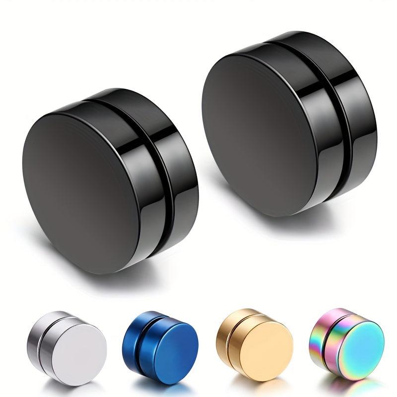 5pcs 8mm Round Magnetic Stud Earrings Stainless Steel Clip On Ear Jewelry Set