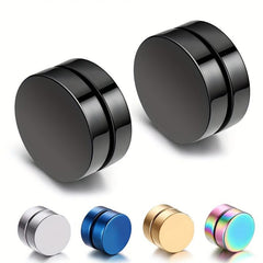 5pcs 8mm Round Magnetic Stud Earrings Stainless Steel Clip On Ear Jewelry Set
